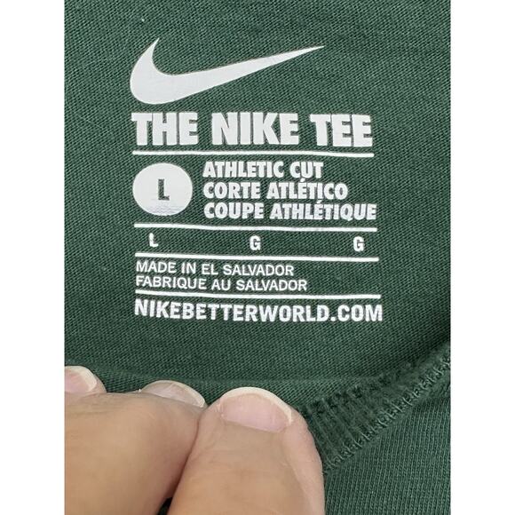 Nike Green Long Sleeve Shirt BIG Spellout Graphic Mens Size Large - Picture 4 of 9